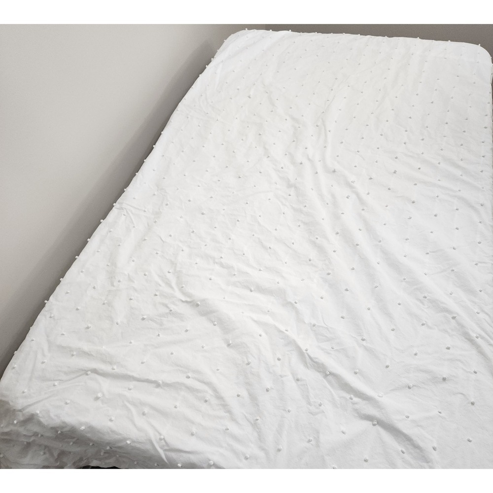 Ballard Design Colette French Knot Twin Sz Duvet Cover White 100% Cotton - Picture 5 of 7